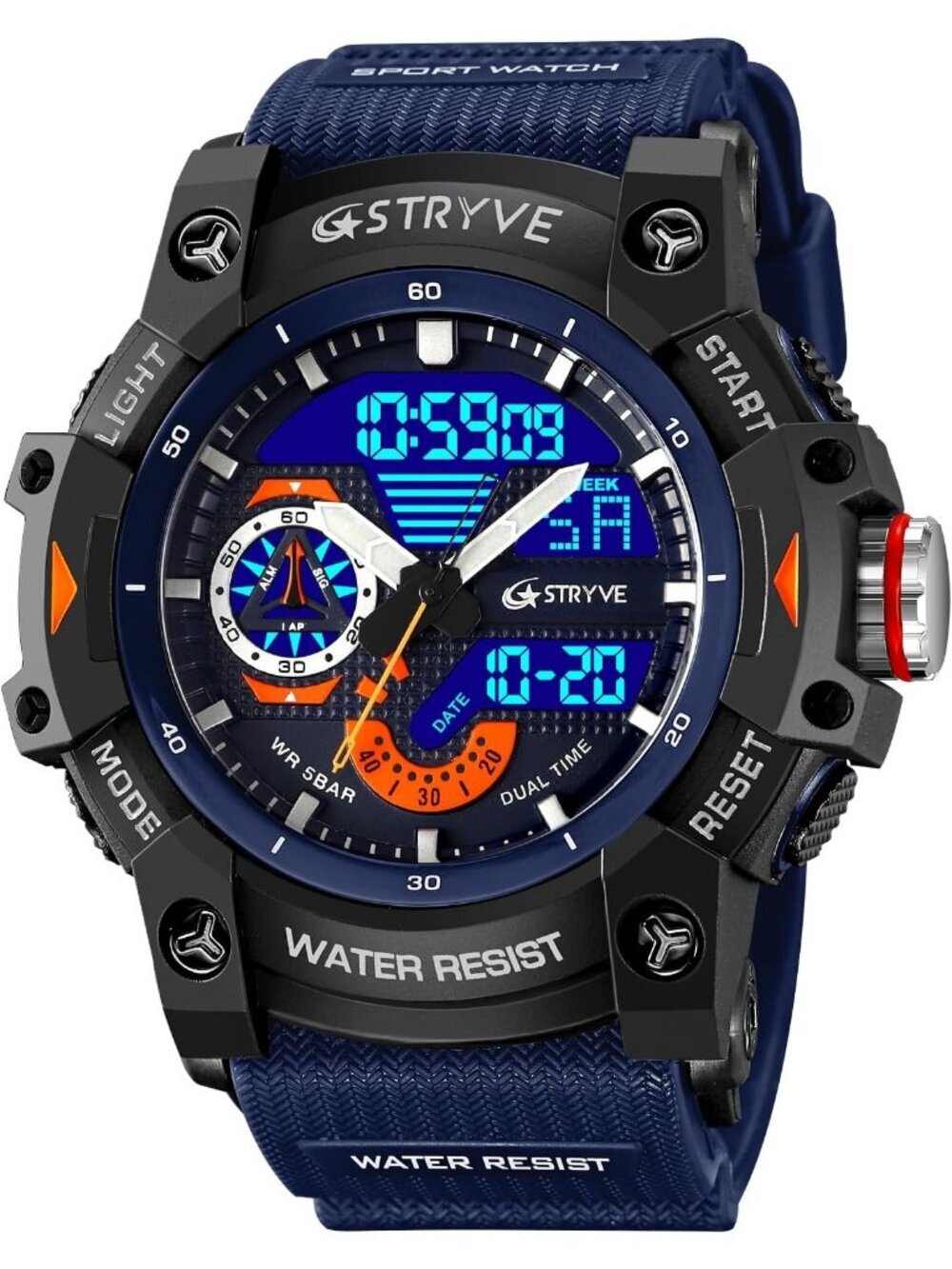 Mens Bright And Purple Analog Quartz S-Shock Waterproof Sports LED Digital Watch